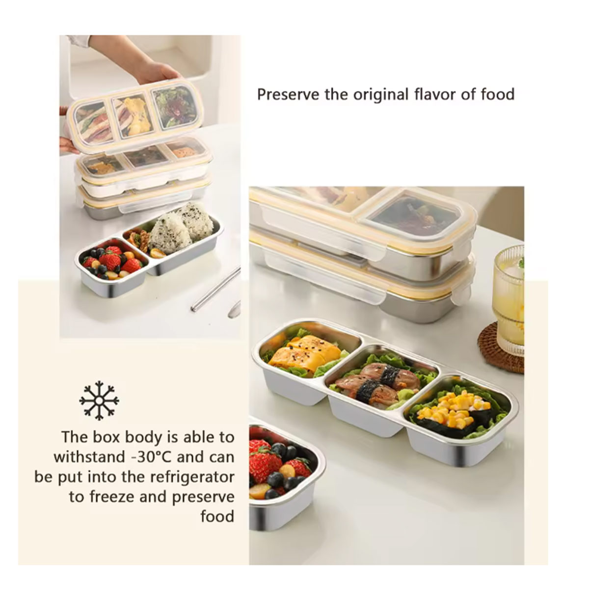 Boîte à bento légère à 3 compa - Food Snacks For Weight Loss avis et prix