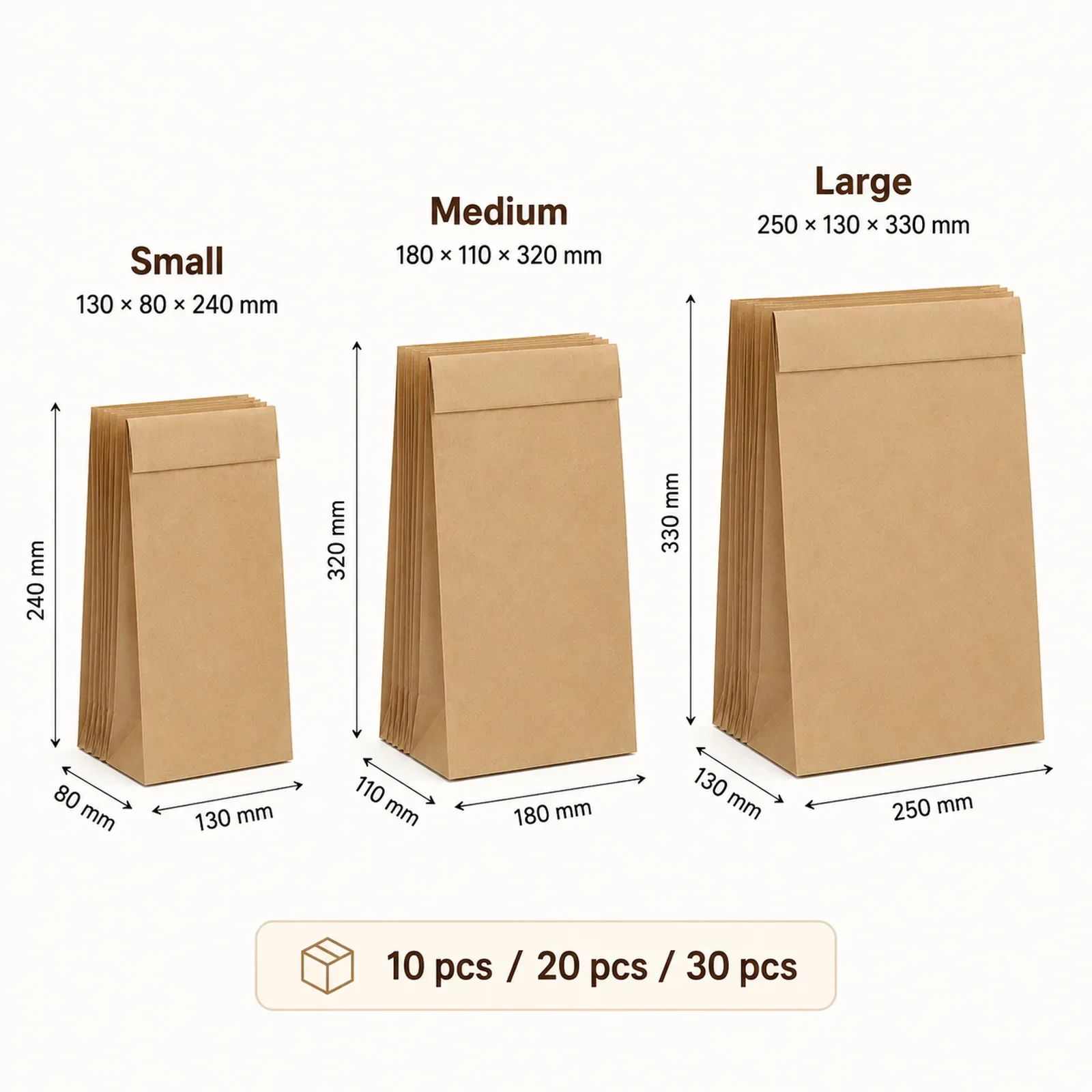 10-30 sacs en papier kraft bru - Food Snacks For Party avis et prix